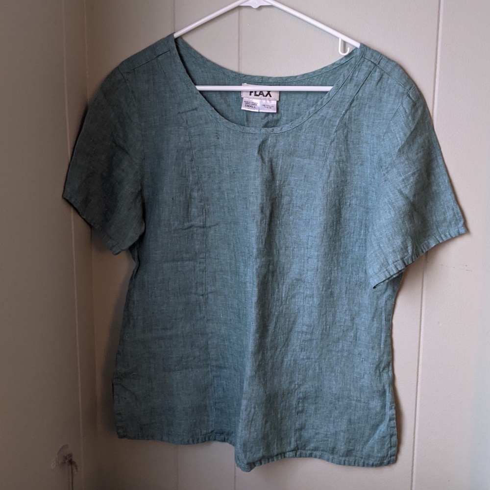 Teal FLAX 100% Linen Top